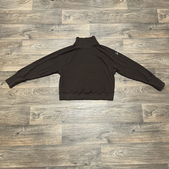 ALO Waffle Weekend Escape Mock Neck Long Sleeve Size Large Espresso Brown - Picture 8 of 12